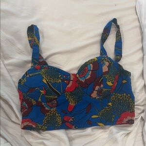 Floral Blue Bustier Top
